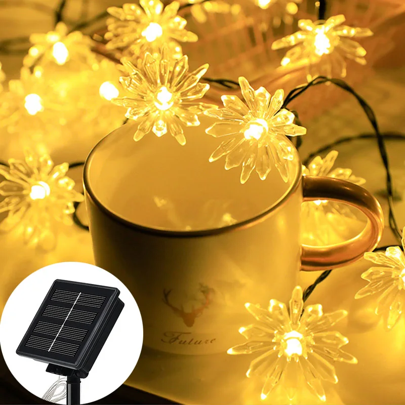 الطاقة الشمسية أكاليل ضوء 50/30/20 المصابيح الخوخ لوتس مصباح على شكل وردة LED سلسلة الجنية أضواء حديقة زينة عيد الميلاد للخارجية