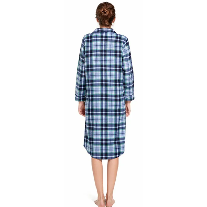 Autumn And Winter Lengthen Long Sleeve Women Keep Warm Nightgown Comfortable Soft Sleepwear Suit Style Pocket Design