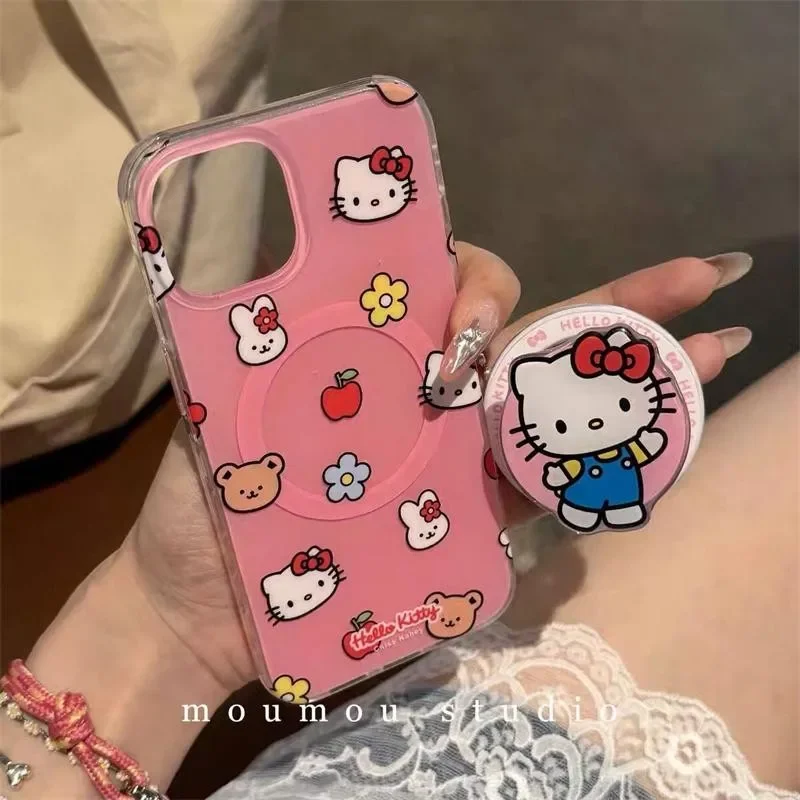 Магнитный держатель с рисунком Sanrio Hello Kitty чехол для телефона Magsafe беспроводной