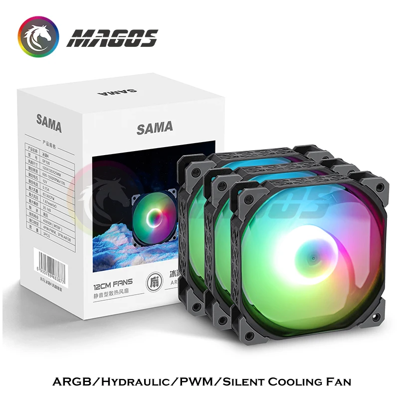 

3 партии, ARGB SAMA 120, чехол для ПК, воздушный вентилятор, охлаждение ЦП, 12 см, внешний вентилятор 1500 об/мин, гидравлический большой объем 120 мм * 120 ...