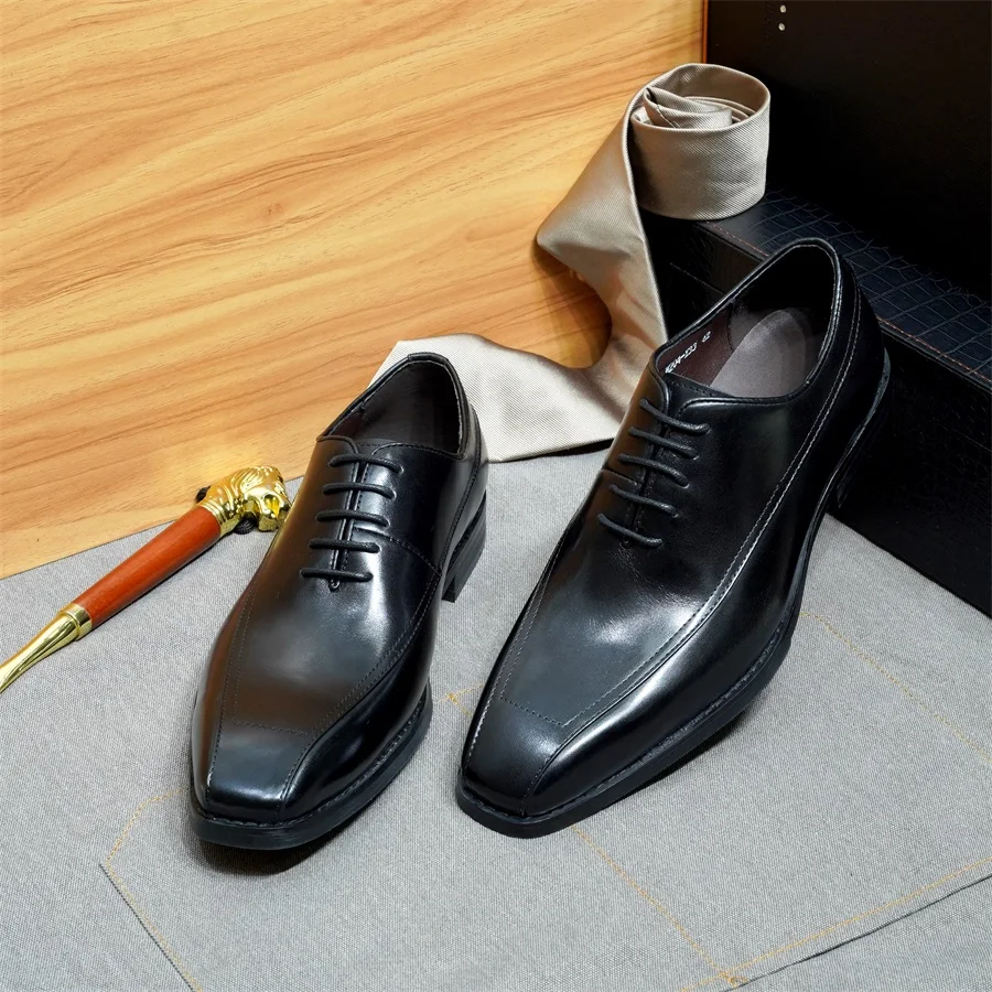 Мужские кожаные туфли-оксфорды ручной работы модный свадебный костюм с острым