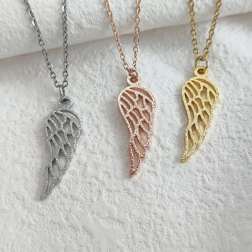 

Stainless Steel Necklaces Hollow Wings Fashion Pendants Chain Choker Fashion Charm Necklace For Women Jewelry Party Girls Gifts