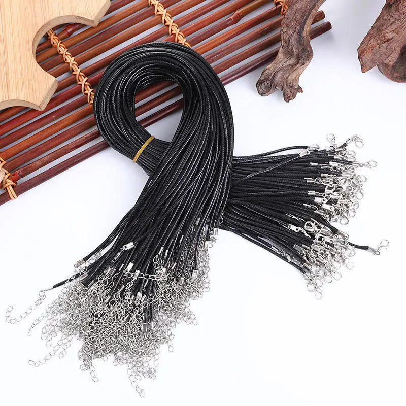

100pcs/lot 1.5mm Black Wax Rope Chains for Necklaces Jewelry Making