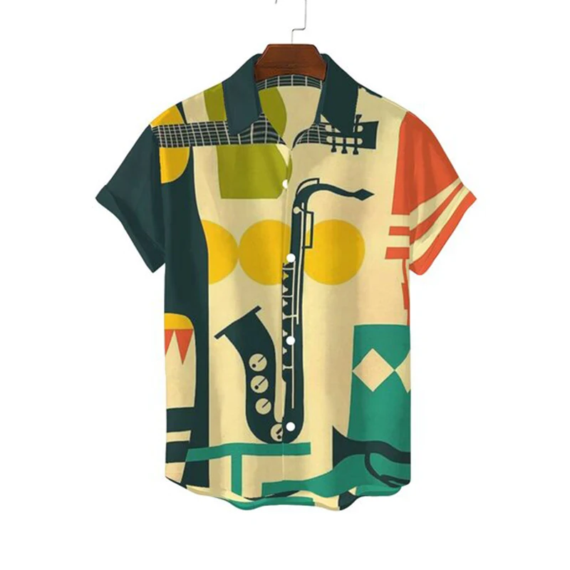 

Мужская летняя рубашка с коротким рукавом и 3D-принтом