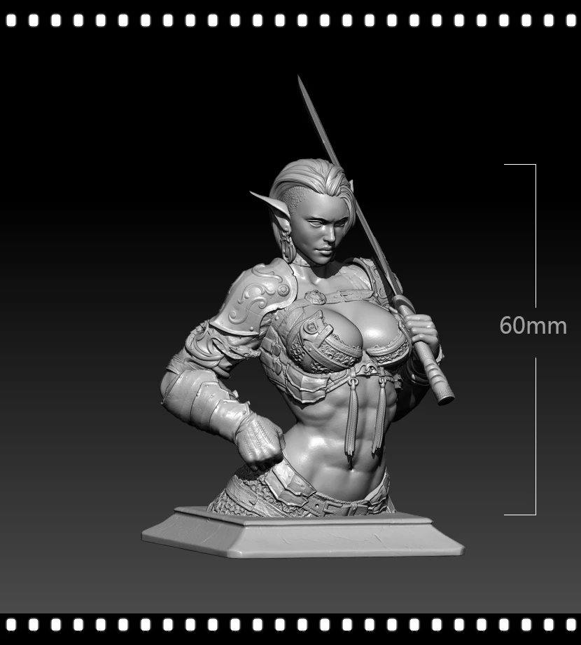 

Unpainted Resin Model Kits 60mm Female Knife Half Bust GK Resin Model Anime Figure 3D Printing Garage Kit 026