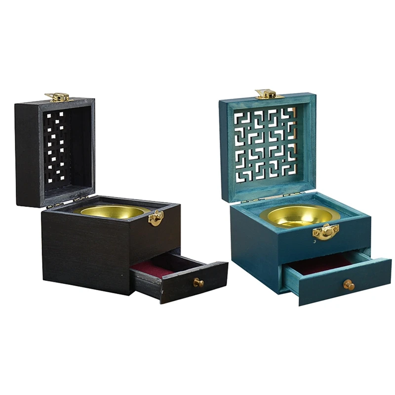 

Квадратная Деревянная ажурная домашняя курильница, Сосновая древесина, антикварная искусственная коробка для благовоний, драгоценная дре...