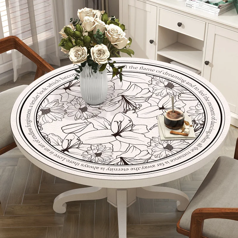 

Круглые скатерти из ПВХ в американском стиле, водостойкие маслостойкие и железные скатерти для круглого стола, роскошный коврик премиум-класса на ощупь для журнального столика, скатерть