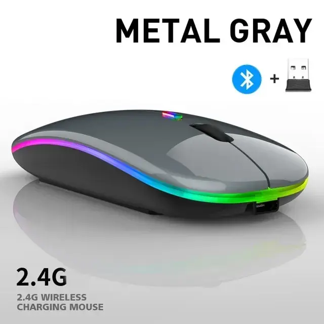 

HMTX Mouse Bluetooth RGB Rechargeable Mouse Wireless Computer Silent Mause LED Backlit Ergonomic Gaming Mouse For Laptop PC