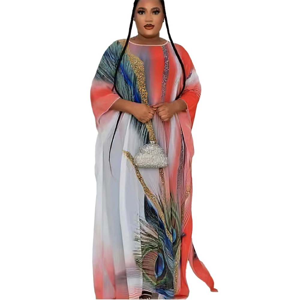 

2 Piece Sets Super Size New African Dresses For Women African Dress Round Neck Batwing Sleeves Daily Dress Evening Party Dress