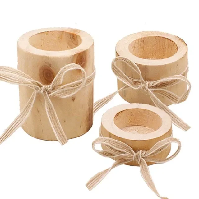 

NEW2022 Romantic Party Craft Candlestick Wooden Candle Holder Set Home Decor with Rope Gift Office Atmosphere Wedding Decoratio