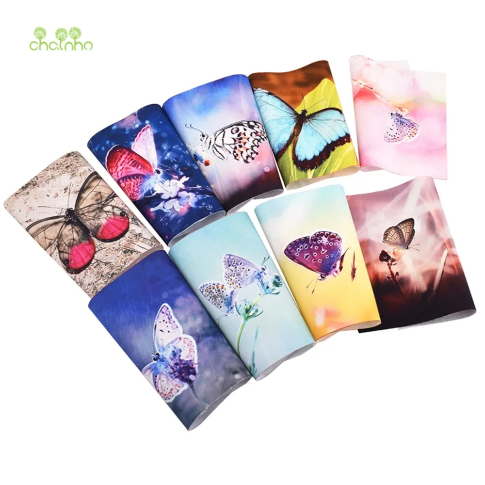

Chainho,Hand Dyed Cotton Fabric,Butterfly & Insect Series,DIY Sewing Purse,Bags,Book Cover,Home Decoration Material,15x20cm,3pcs