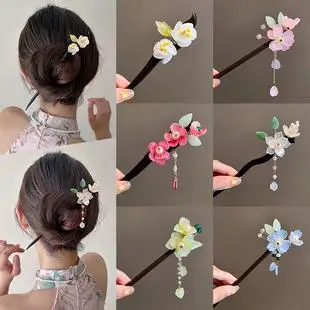 

2023 Hot Hanfu Hairpin Wooden Hair Stick Women Cheongsam Chinese Style Girl Clasps Korean Headdress Hair pin Accessories Jewelry