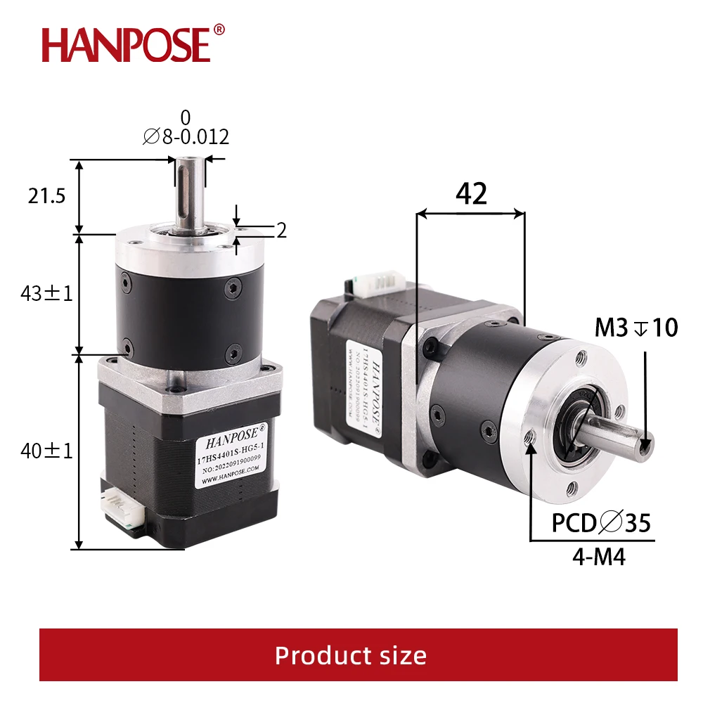 Шаговый двигатель HANPOSE 17HS2408S3401S4401S8401S-HG Прецизионный мотор-редуктор Коэффициент уменьшения 5:1 10:1 Планетарный шаговый двигатель (art.: 3920cba452e2e) - 3920cba452e2e