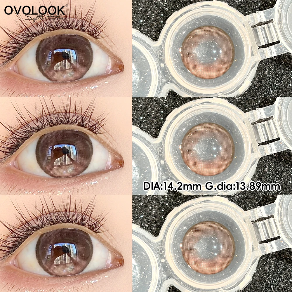 Фото Контактные линзы OVOLOOK Juicy Amber Glass Iris цвета оранжевой газировки, полугодовые, 14,5 мм, для ежедневного макияжа в корейском стиле. №2