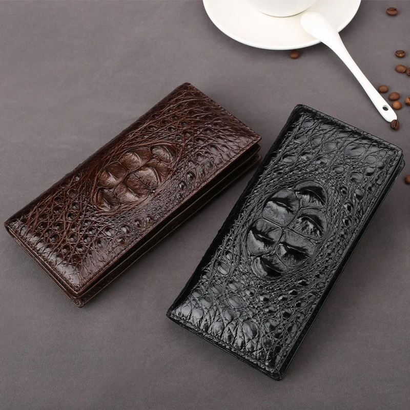 100% Genuine Crocodile Leather wallet Business bil fold long wallet purse men card holder wallet genuine leather clutch bag