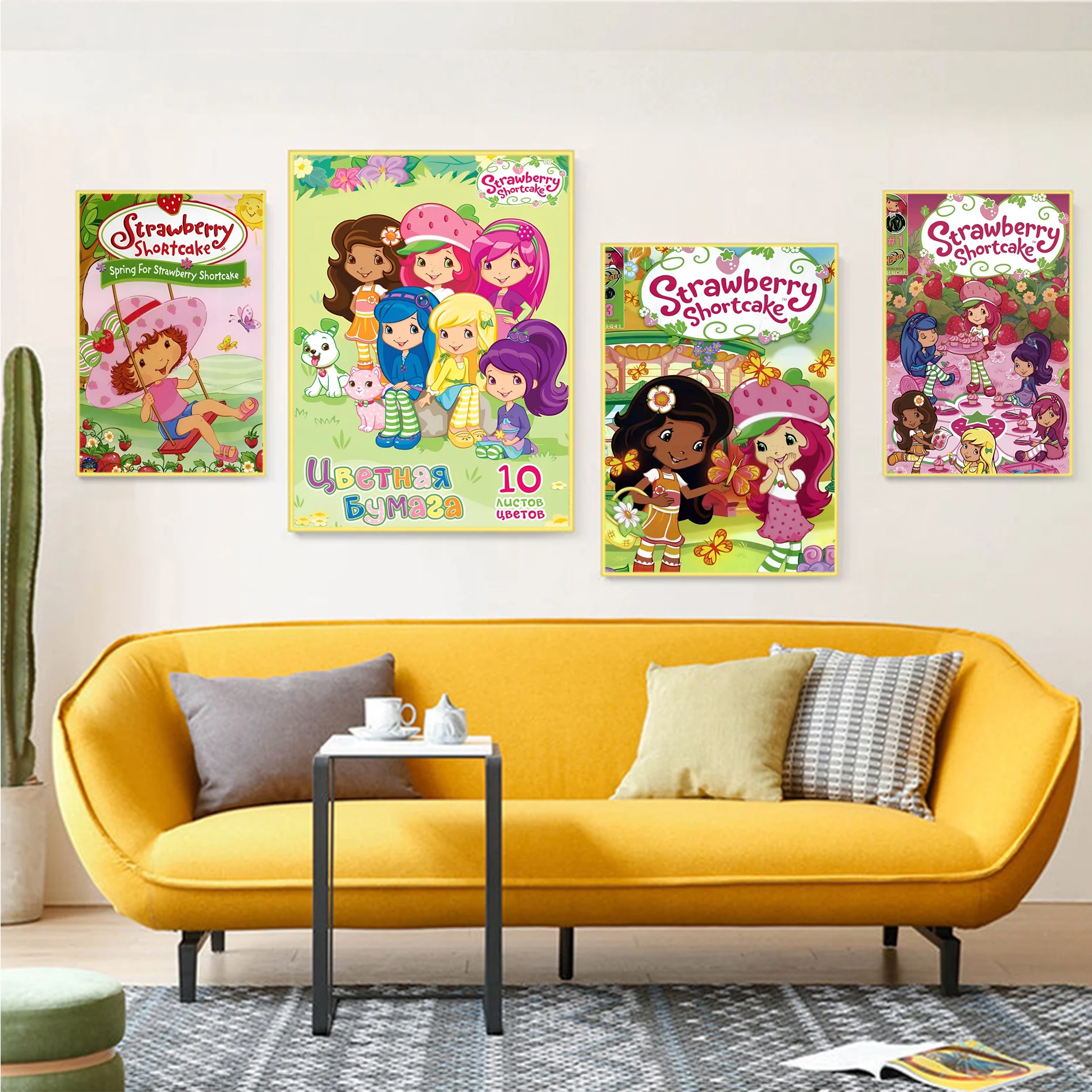 

Strawberry Shortcake Retro Kraft Paper Poster For Living Room Bar Decoration Decor Art Wall Stickers