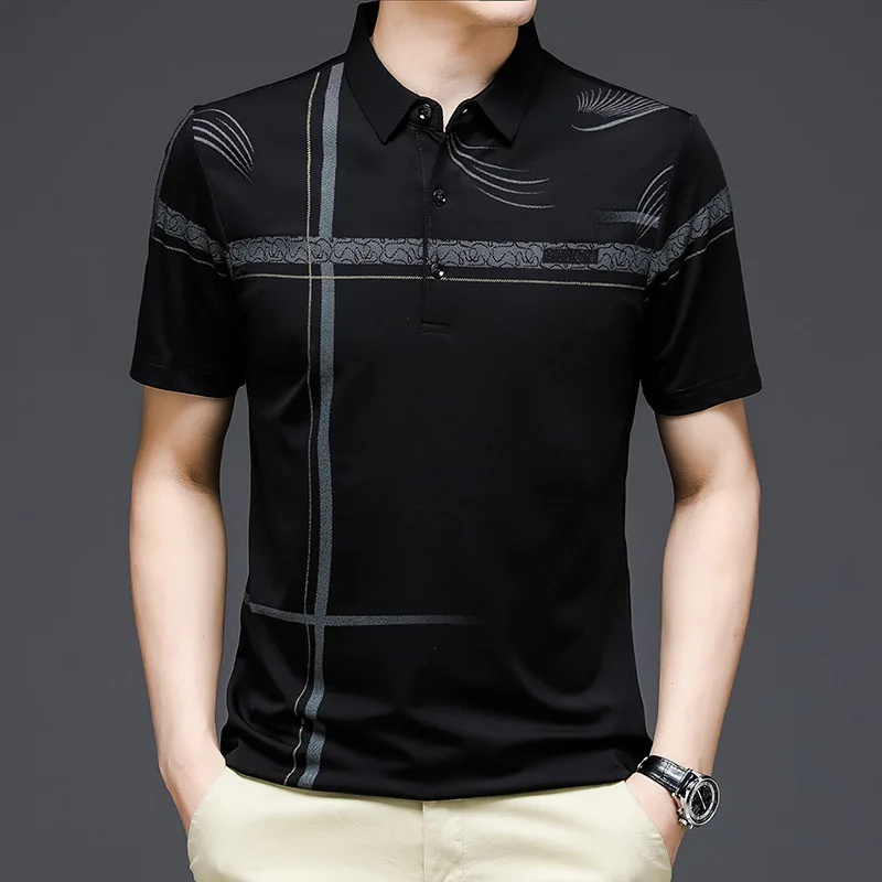 

Geometric Printed Men's Polo T-shirts for Man Clothing Tops Short Sleeve Camisetas Ropa Hombre High Quality Casual Fashion Tees