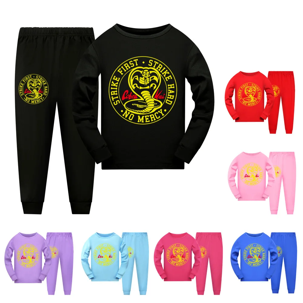 

Kids Pajamas Set Children Sleepwear Cartoon Cobra Kai The Karate Pyjamas Pijamas Baby Boys Girls Top+Pants Cotton Nightwear