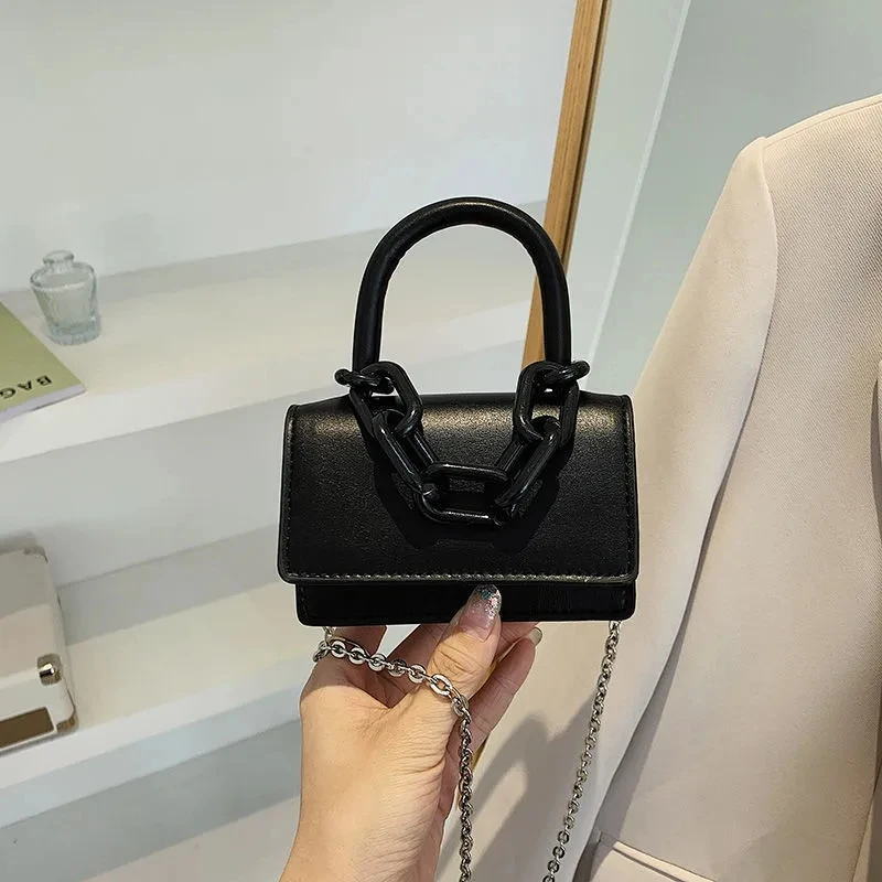 

Cute Super Mini PU Leather Purse Brand Crossbody Bag for Women 2022 Summer Fashion Kawaii Acrylic Chain Shoulder Handbags Totes