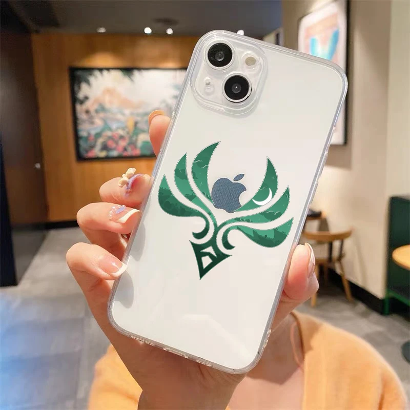 Genshin impact Logo Luxury Transparent Phone Case For iPhone 14 13 12 11 Pro Max XS X XR SE3 7 8 Plus Shockproof Cover Fundas