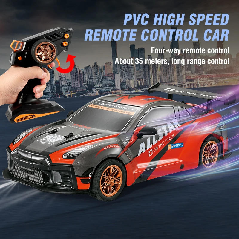 

1:10 PVC Remote Control High-speed Car With Cool Lights 2.4G 4WD RC Competitive Off-Road Racing Vehicle Kids Toys For Boys Gifts