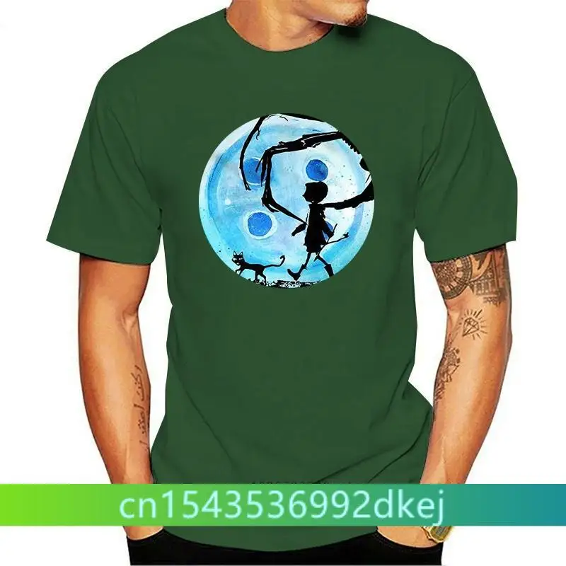 

Coraline Blue Full Moon Nightmare Cat Halloween Horror Button Tshirt TEE Shirt Custom Printed