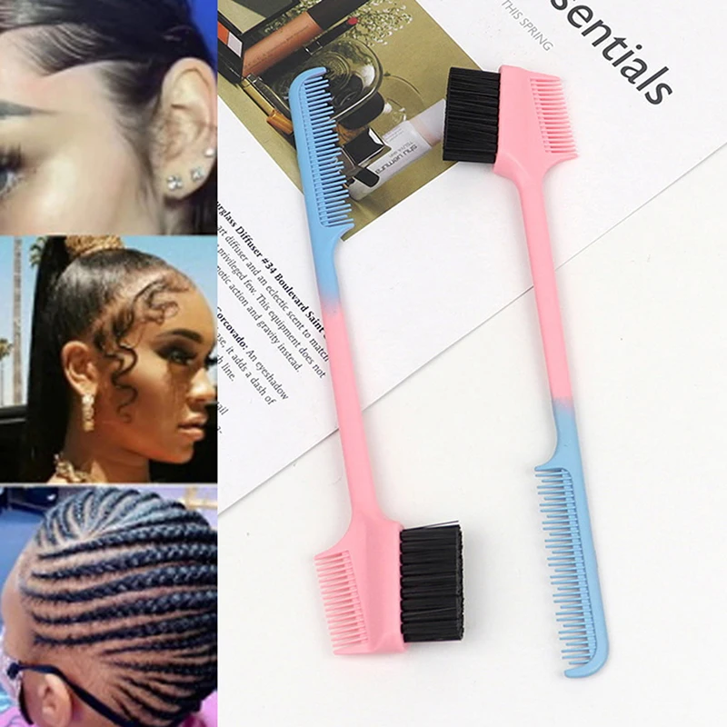 

1Pc Multicolor Double Sided Edge Control Hair Comb Hair Styling Eyebrow Combing Hair Brush Hairdressing Makeup Tools