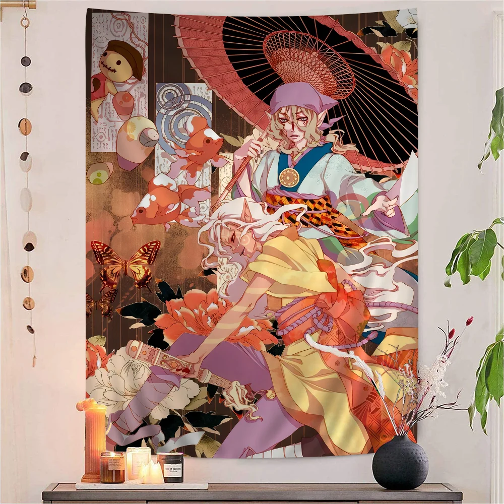 Цветной гобелен Kusuriuri Mononoke настенные ковры в стиле хиппи с цветами декор для