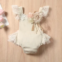 cute baby girls romper summer toddler infant princess girl elegant 3d flower lace backless jumpsuits tutu skirts holiday clothes