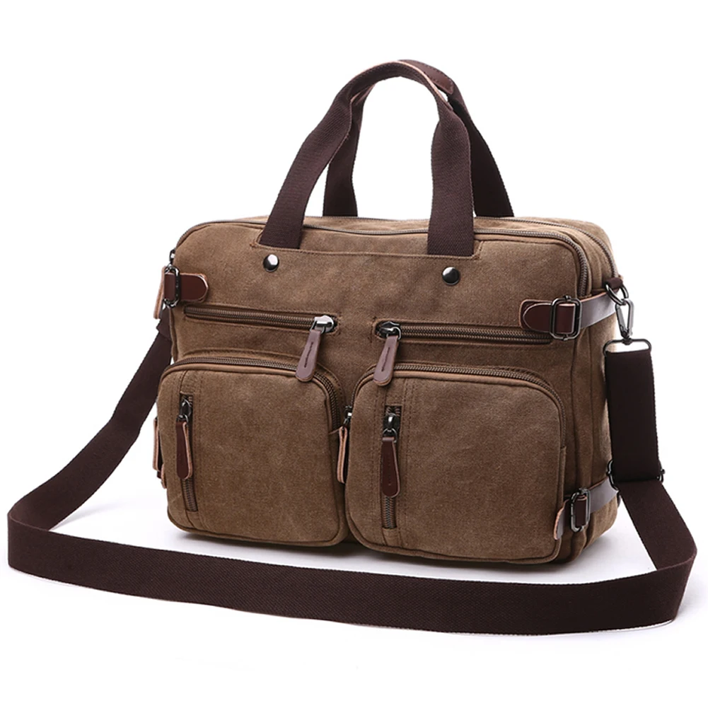 GNWXY New Casual Canvas Bags Business Briefcase Hand Crossbody Backpack Three Purpose Bag Size17 Inch Laptop Bag Big/Small Size