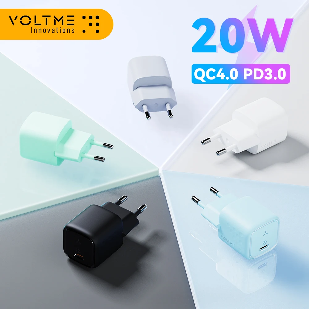 

VOLTME Super Mini 20W USB Type C Charger PD Fast Charging For iPhone 14 13 12 Pro Max Quick Charge QC 4.0 Portable Phone Charger