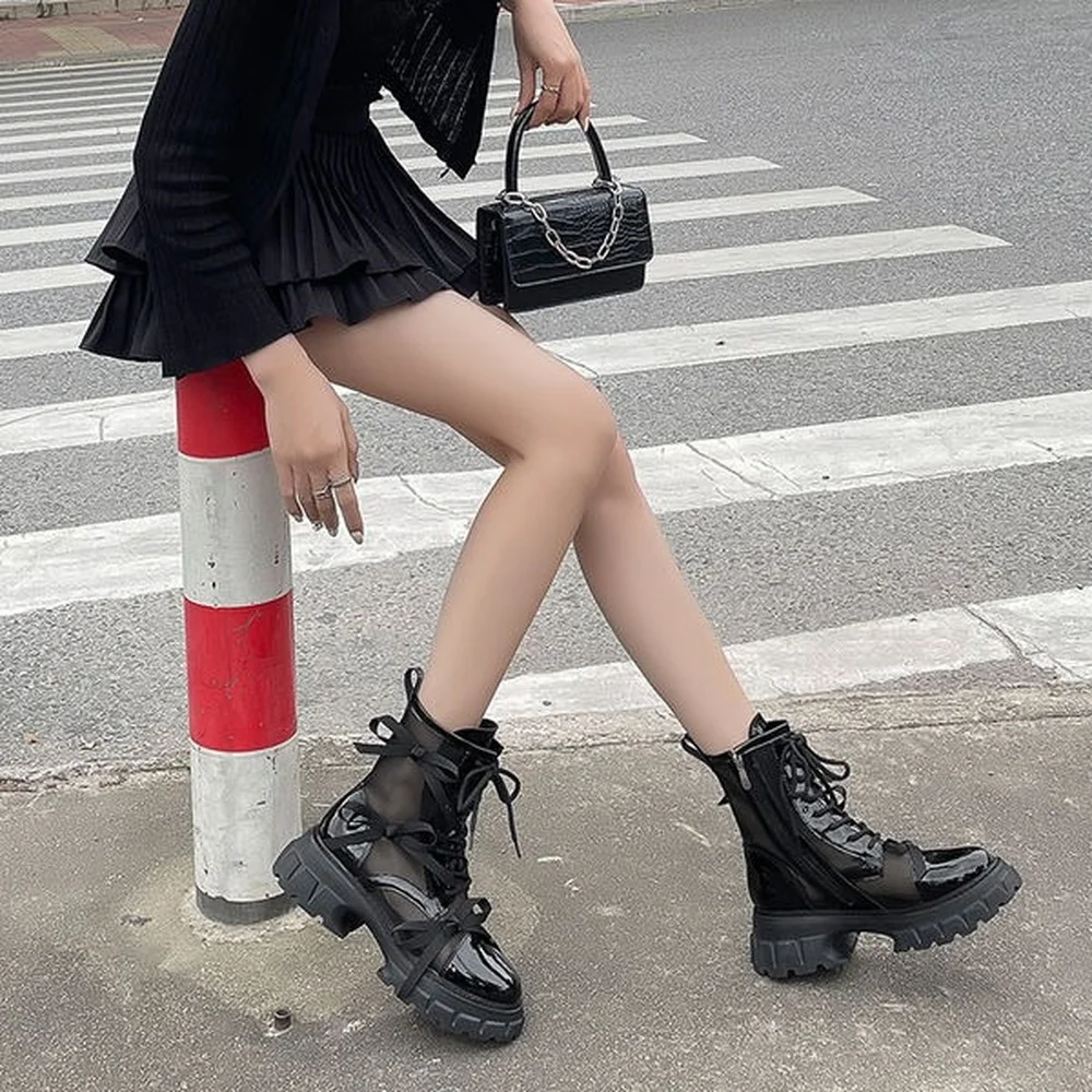 

Summer Martin boots women's 2022 thin breathable short boots hollow mesh boots thick bottom fashion boots women