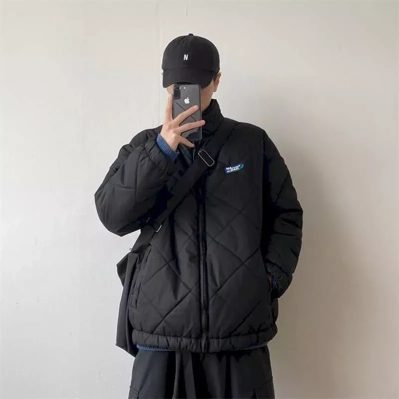 

Новинка 2022, зимняя Свободная куртка с воротником-стойкой и хлопковой подкладкой, молодежная одежда в японском стиле, мужская и женская курт...