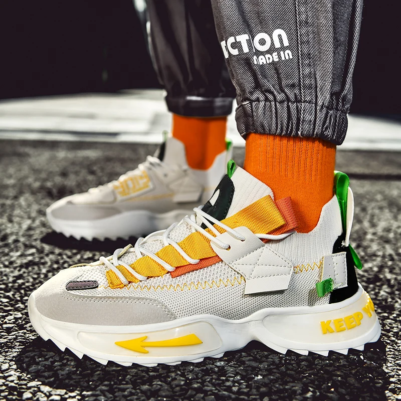 New Fashion Mens Sneakers Trainers Shock-absorbing Running Shoes Breathable Mesh Reflective Jogging Shoe for Man