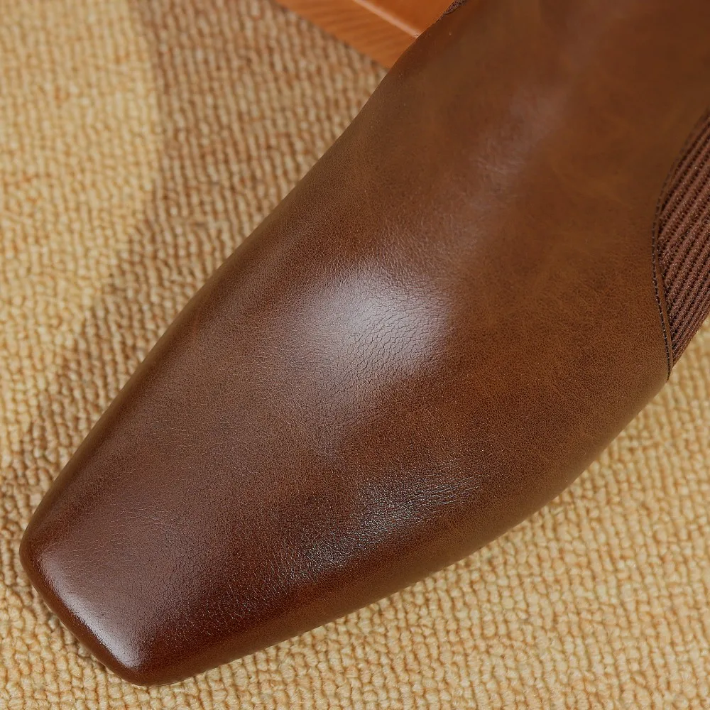 Женские эластичные вязаные Ботинки Челси из натуральной кожи Элегантные Осенние