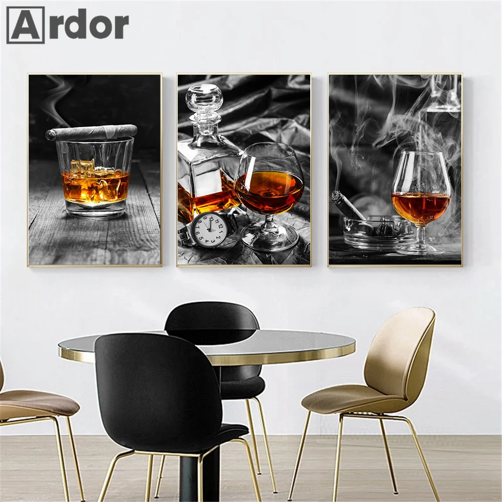 

Постеры для кухни с изображением вина и бутылки, Картина на холсте с изображением питьевой еды, современные настенные картины, столовая, рес...