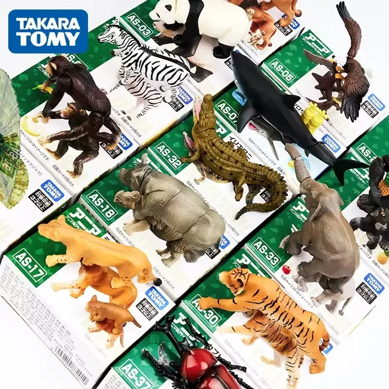 Фото Оригинальные модели диких животных Takara Tomy: тигр, крокодил, слон, лев, панда, орангутанг. Реалистичные фигурки, игрушки, подарки. №2