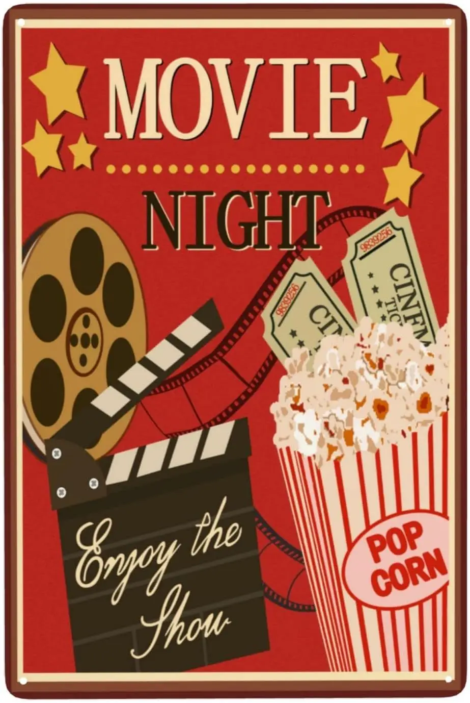 Металлическая вывеска Movie Night