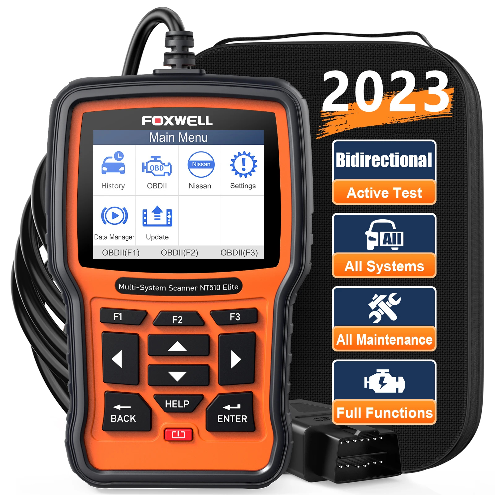 Сканер FOXWELL NT510 Elite OBD2, все системы, SAS DPF BRT, мультисброс, двунаправленный тест, инструмент для диагностики автомобиля