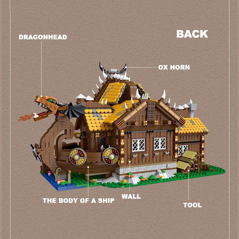 Блочный конструктор MOC Дом викингов