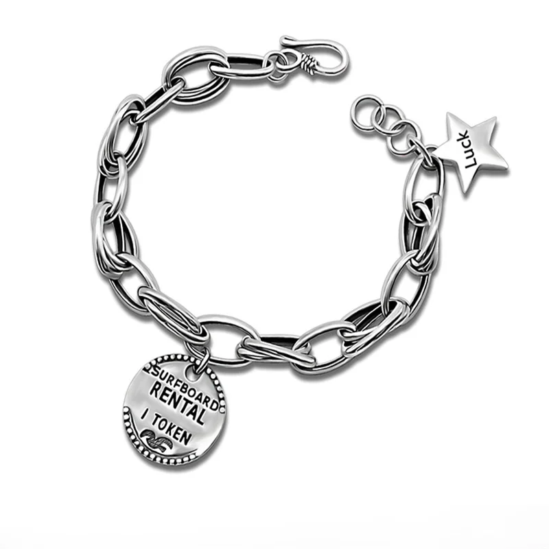 

Женский браслет из серебра S925 пробы в стиле ретро, круглые фирменные украшения из тайского серебра с искусственными камнями, подарок для др...