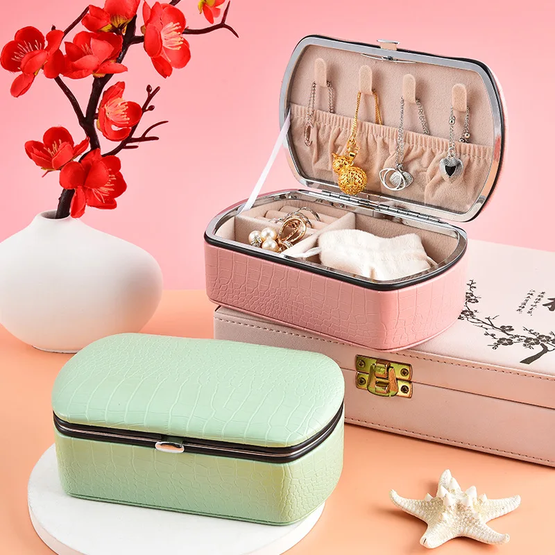 Шкатулка для хранения ювелирных изделий из искусственной кожи портативный