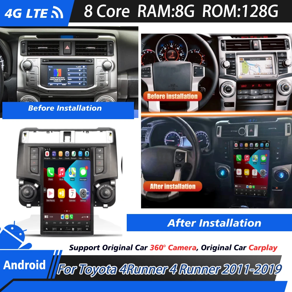 

Автомобильная центральная система Android для Toyota 4runner 2011 2012 2013 2014 2015-2019, стереоприемник, автомобильный и ручной проигрыватель переменного тока