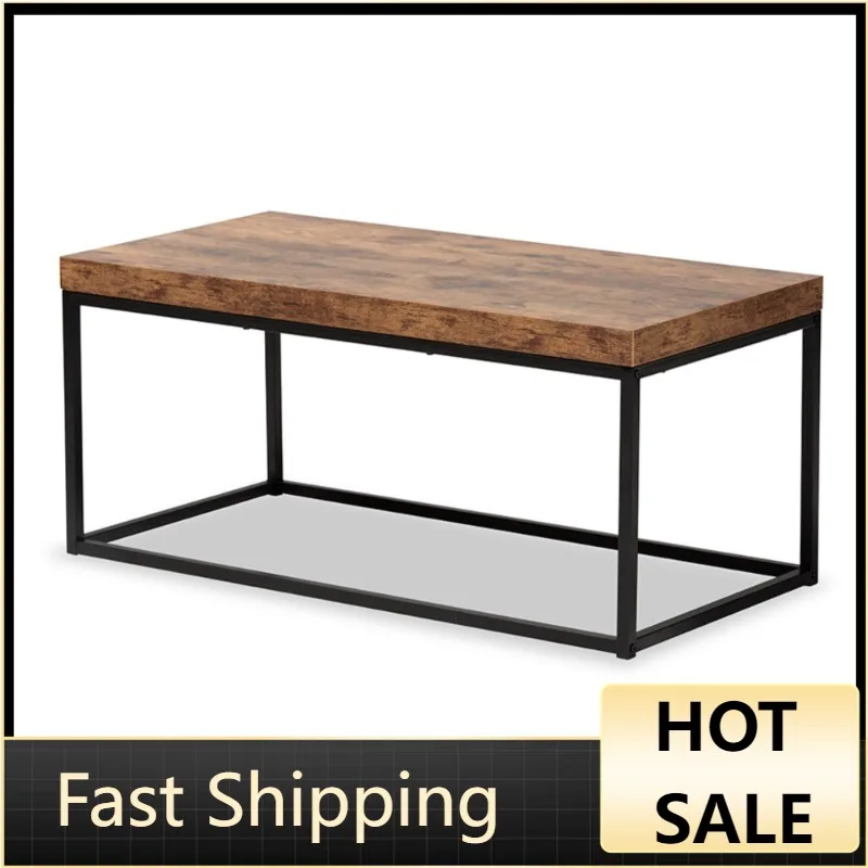 

Baxton Studio Bardot Modern Industrial Walnut Brown Finished Wood and Black Metal Coffee Table