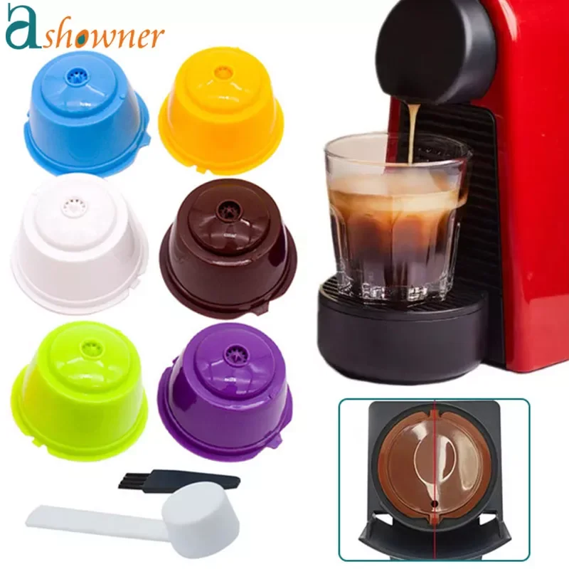 

2022New Reusable Coffee Capsule Filter Cup For Nescafe Dolce Gusto Refillable Caps Spoon Coffee Strainer Tea Basket Kitchen Acce