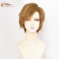 your style short wig brown synthetic anime short pixie cut wig orange brown wig male party fluffy wig