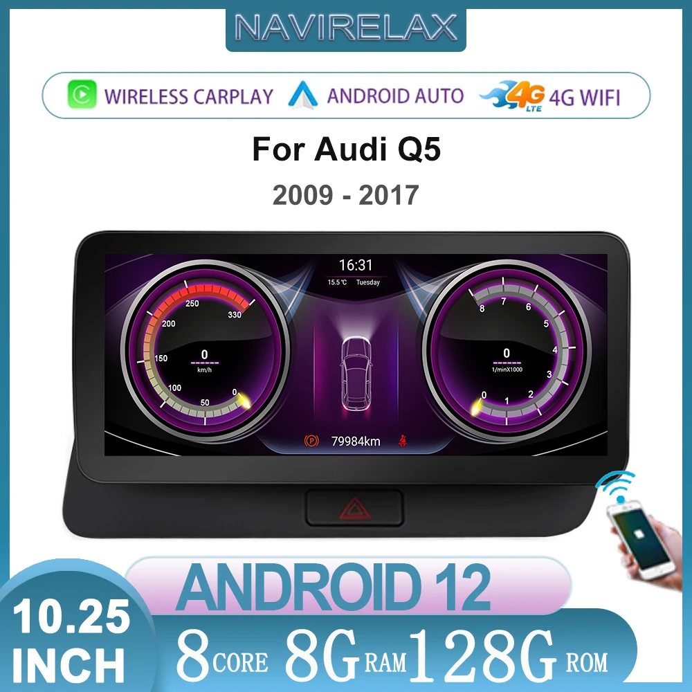 

Автомагнитола на Android 12 для Audi Q5 2009 - 2017 RHD WIFI + 4G BT