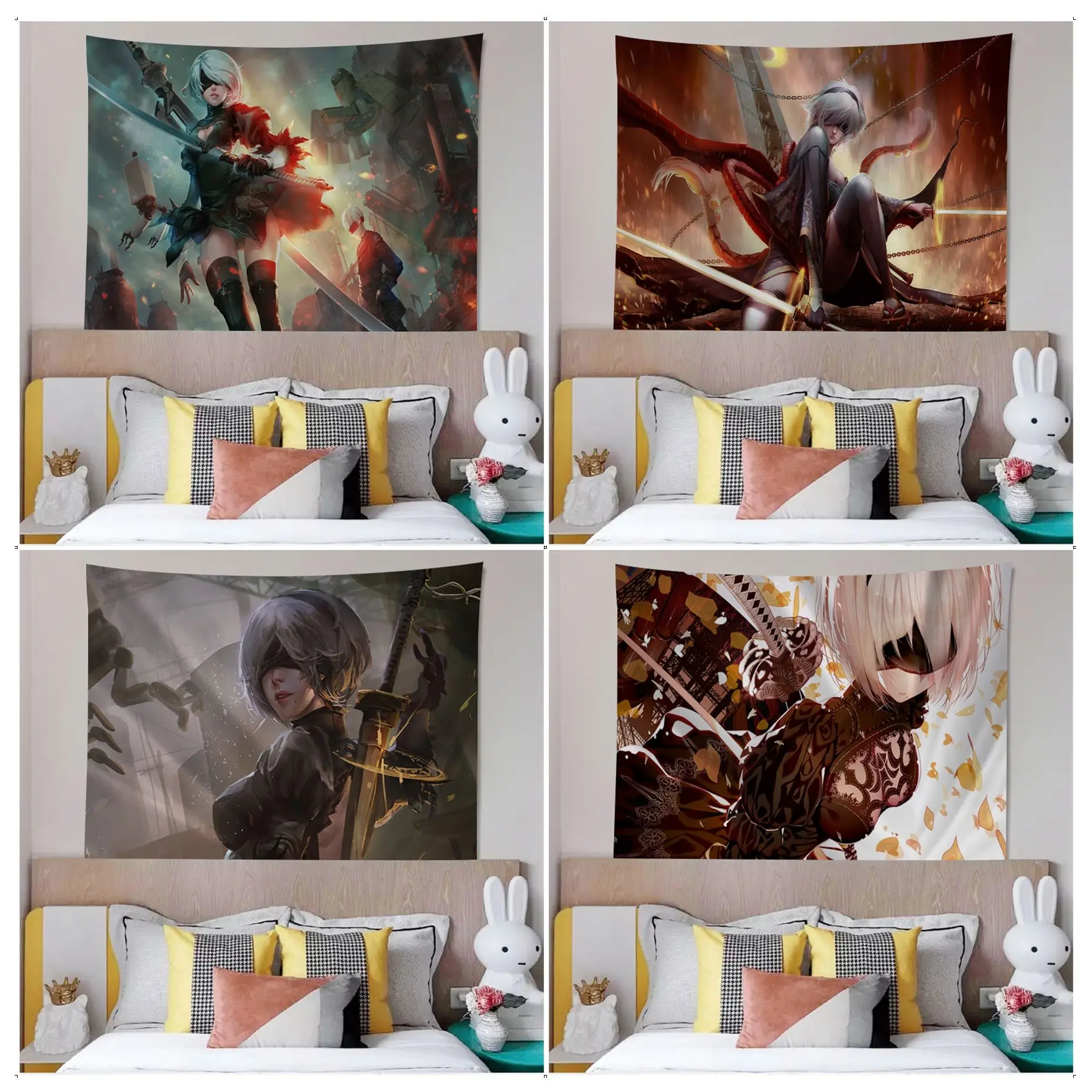 

Nier Automata 2b Wall Tapestry Indian Buddha Wall Decoration Witchcraft Bohemian Hippie Wall Hanging Sheets