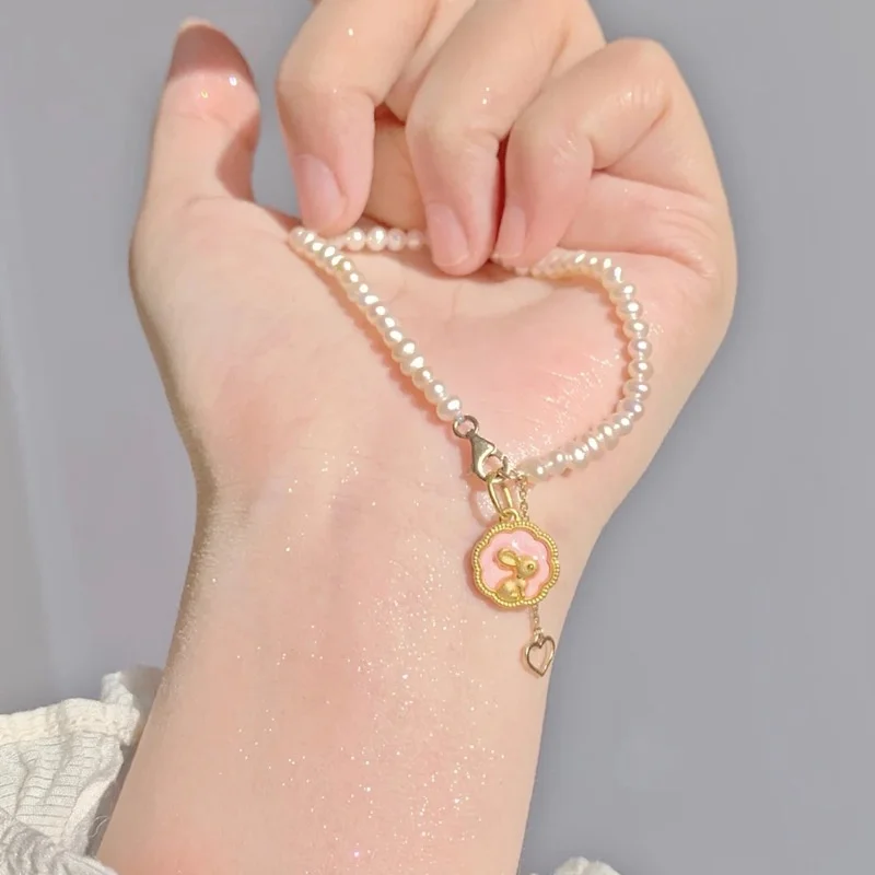 

K&M Women Bracelet Rabbit Pearl Stylish 925 Silver