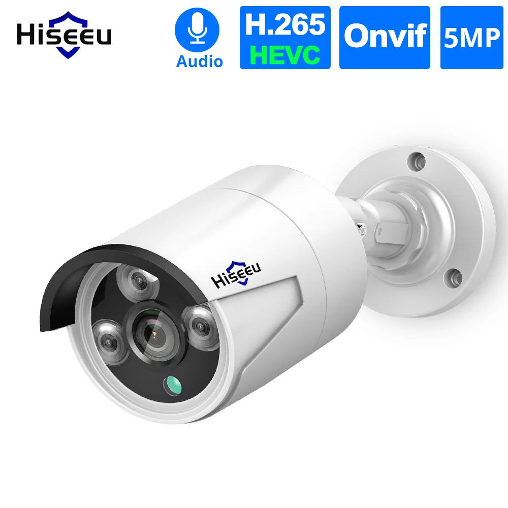 

IP-камера Hiseeu, 3 Мп/5 МП, HD, POE, с аудио, ночным видением, датчиком движения, удаленным доступом, IP66, водонепроницаемая